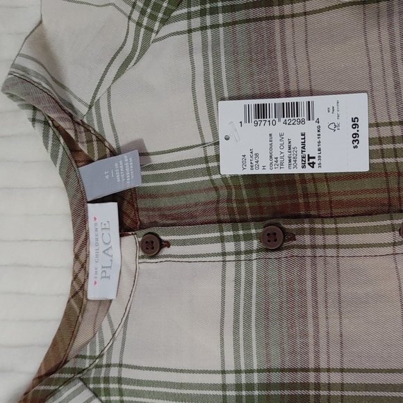 The Children's Place Olive Plaid Top With Leggings Two Piece Set - Picture 3 of 6